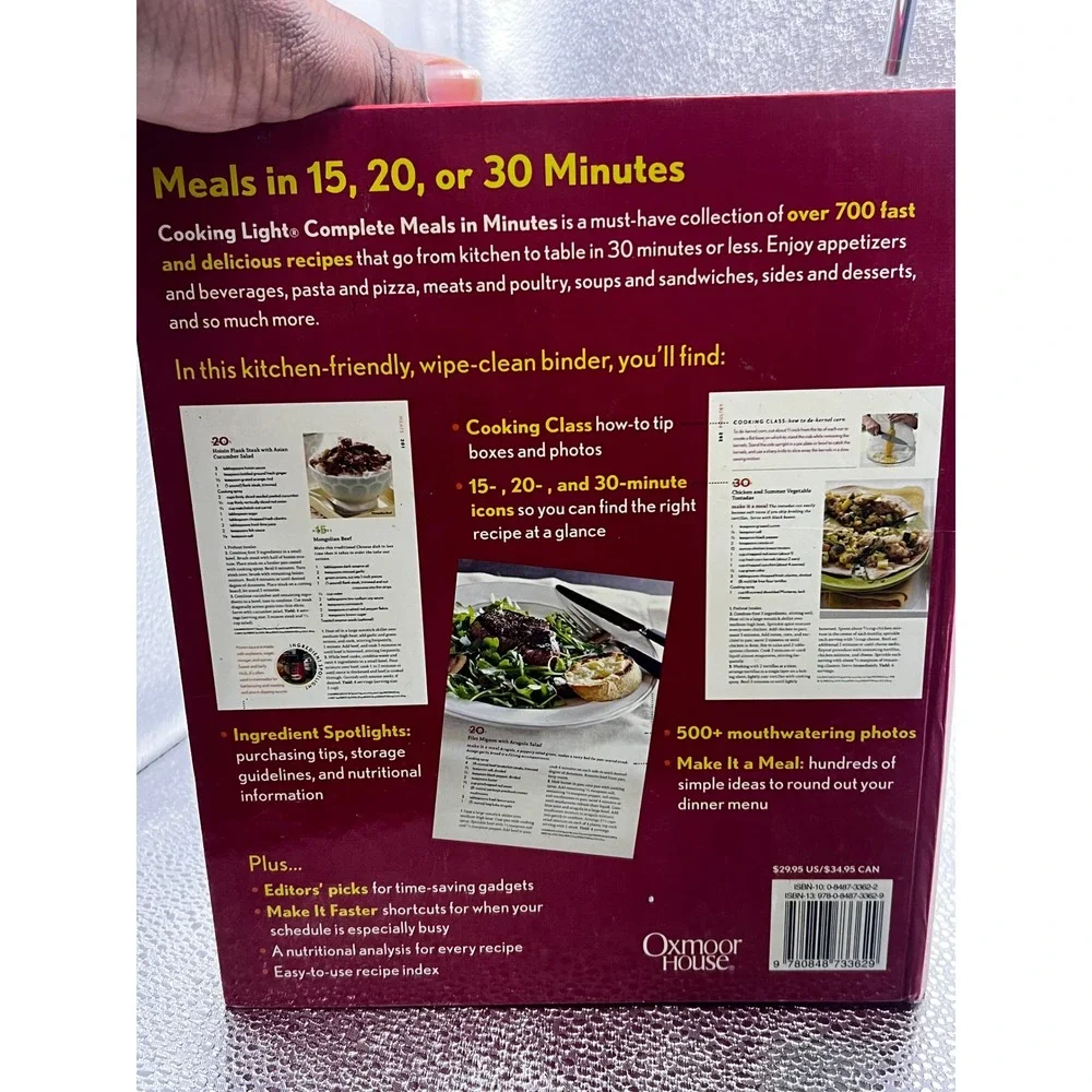 Cooking Light Complete Meals in Minutes Cookbook‎ 700 Recipes 3 Ring Binder 2007